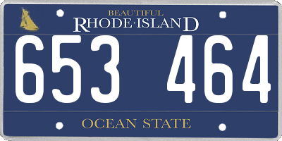RI license plate 653464