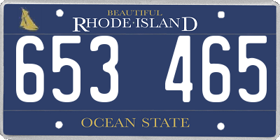 RI license plate 653465
