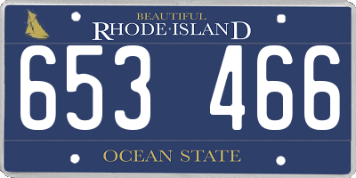 RI license plate 653466