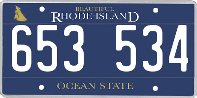RI license plate 653534
