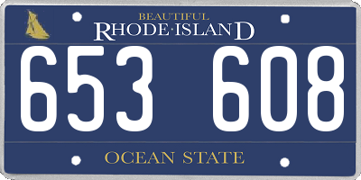 RI license plate 653608