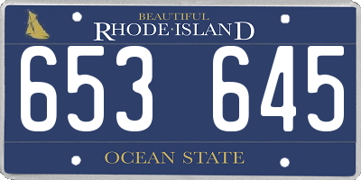 RI license plate 653645