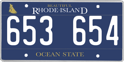 RI license plate 653654
