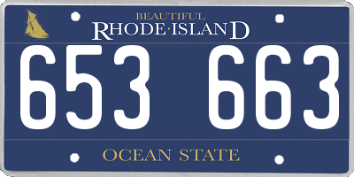 RI license plate 653663