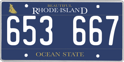 RI license plate 653667