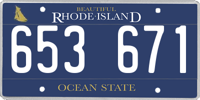 RI license plate 653671