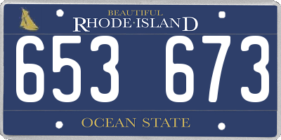 RI license plate 653673