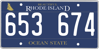 RI license plate 653674