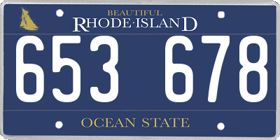 RI license plate 653678