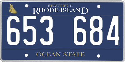 RI license plate 653684