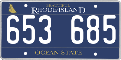 RI license plate 653685