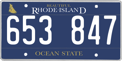 RI license plate 653847