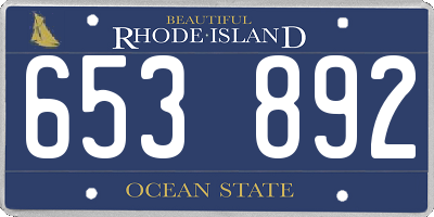 RI license plate 653892