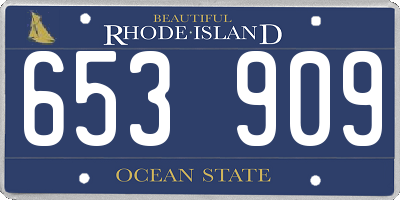 RI license plate 653909