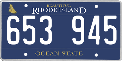 RI license plate 653945