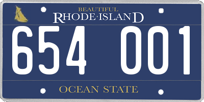 RI license plate 654001