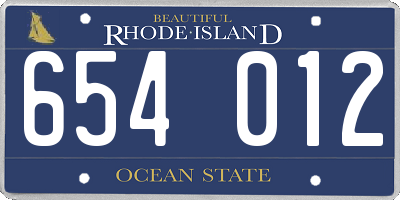 RI license plate 654012