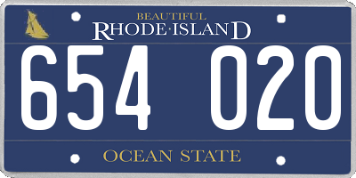 RI license plate 654020