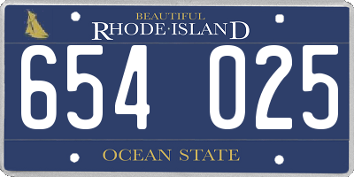 RI license plate 654025