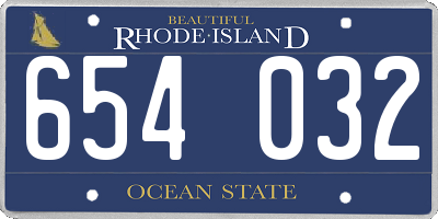 RI license plate 654032