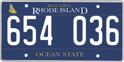 RI license plate 654036