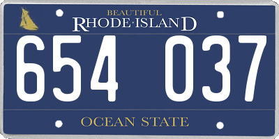 RI license plate 654037
