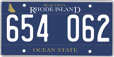 RI license plate 654062