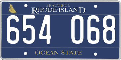 RI license plate 654068