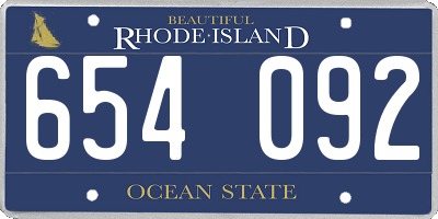 RI license plate 654092