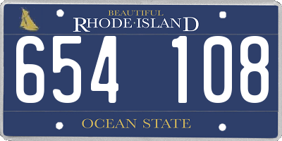 RI license plate 654108