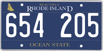 RI license plate 654205