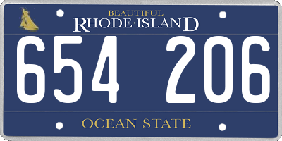 RI license plate 654206