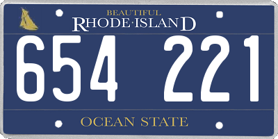 RI license plate 654221
