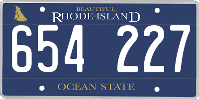 RI license plate 654227