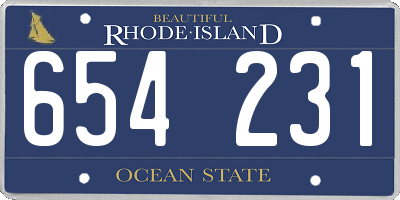 RI license plate 654231
