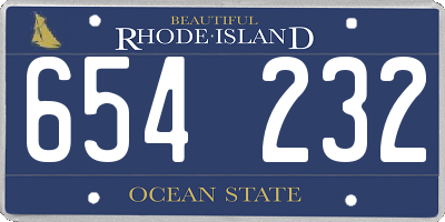 RI license plate 654232