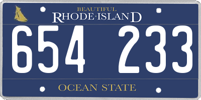 RI license plate 654233