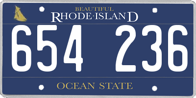 RI license plate 654236