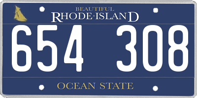 RI license plate 654308