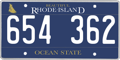 RI license plate 654362