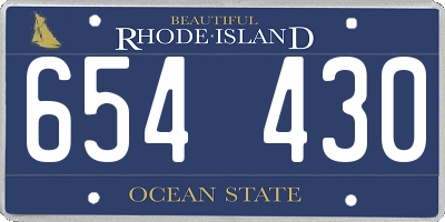 RI license plate 654430