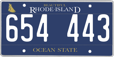 RI license plate 654443