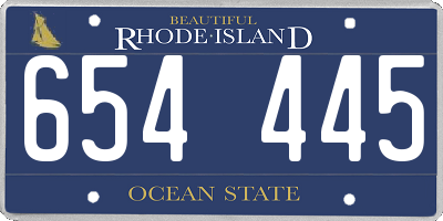 RI license plate 654445