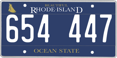 RI license plate 654447