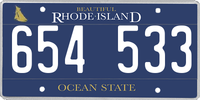 RI license plate 654533