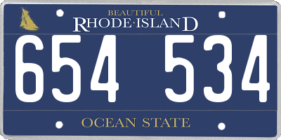 RI license plate 654534