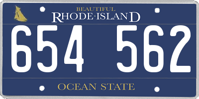 RI license plate 654562