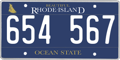 RI license plate 654567