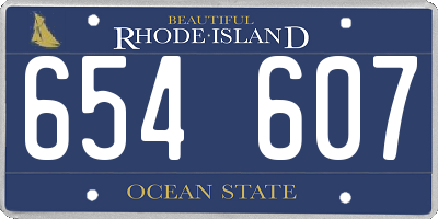 RI license plate 654607