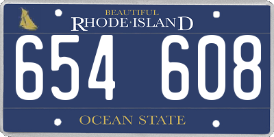 RI license plate 654608